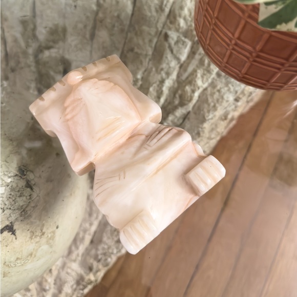 Vintage Hand Carved Agate Onyx Marble Stone Aztec Figural Bookend - Picture 2 of 8